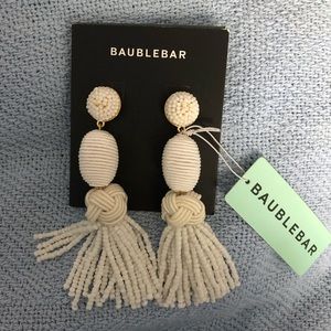 NWT BaubleBar White Beaded Tassel Earrings